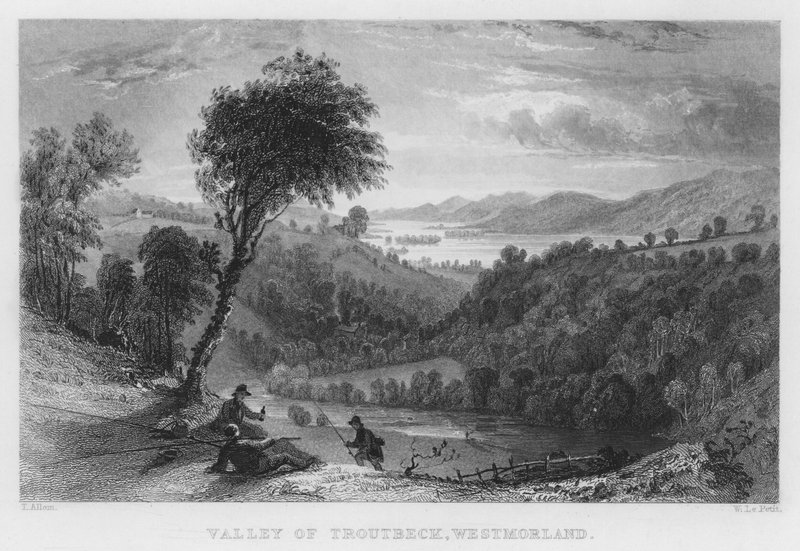 Valley of Troutbeck, Westmorland (gravyr) av Thomas (after) Allom