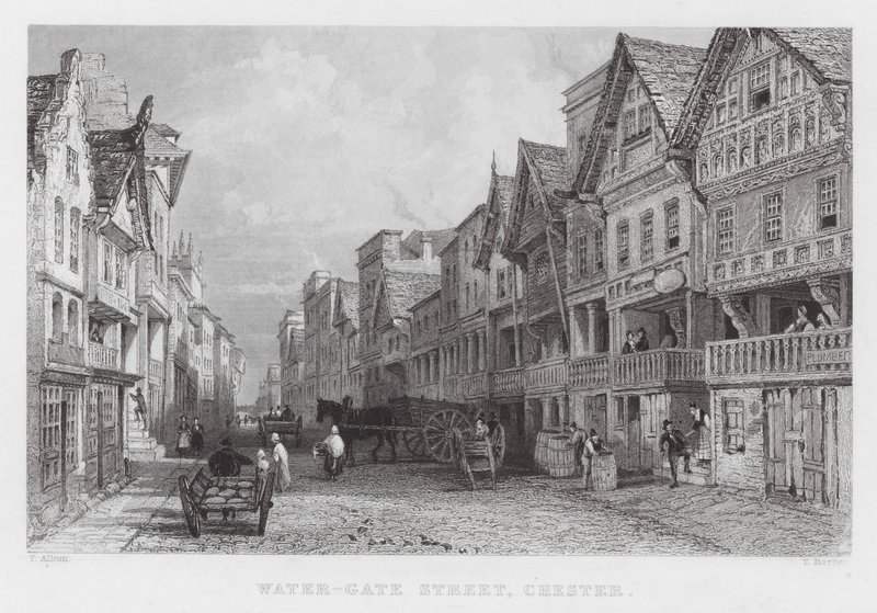 Water-Gate Street, Chester (gravyr) av Thomas (after) Allom