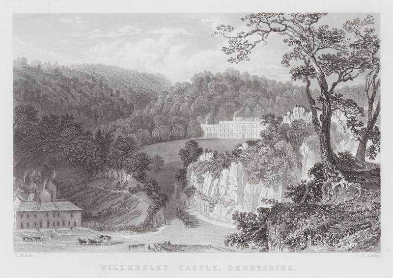 Willersley Castle, Derbyshire (gravyr) av Thomas (after) Allom