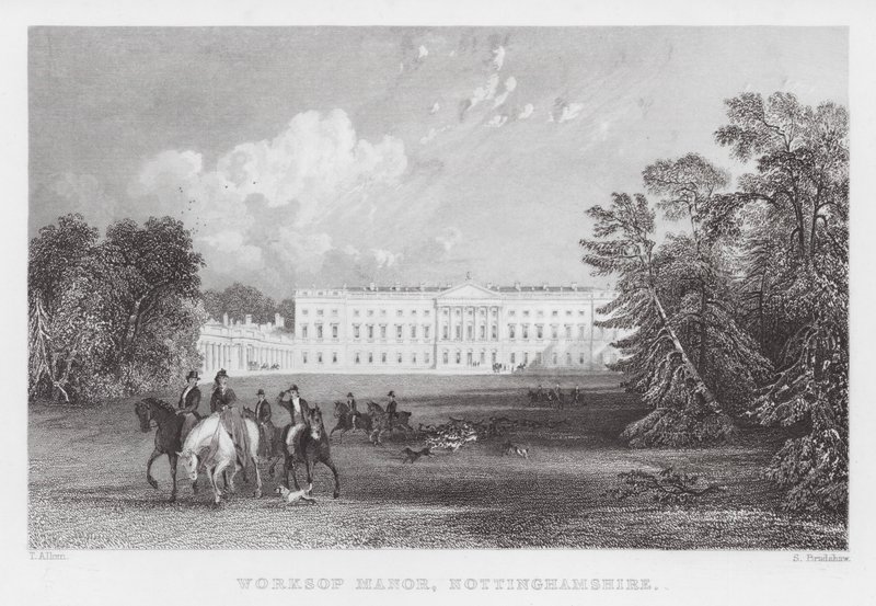Worksop Manor, Nottinghamshire (gravyr) av Thomas (after) Allom