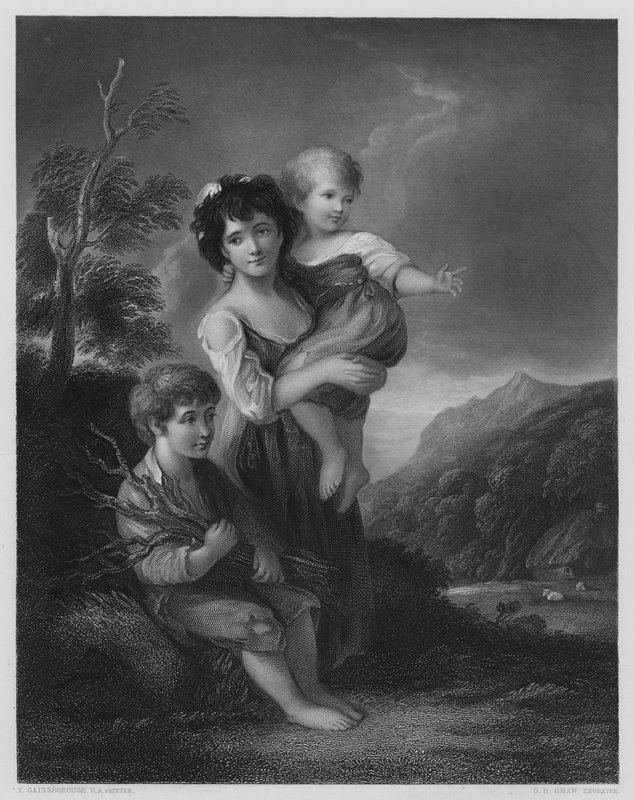 Cottage Children, från bilden i Vernon Gallery (gravyr) av Thomas (after) Gainsborough