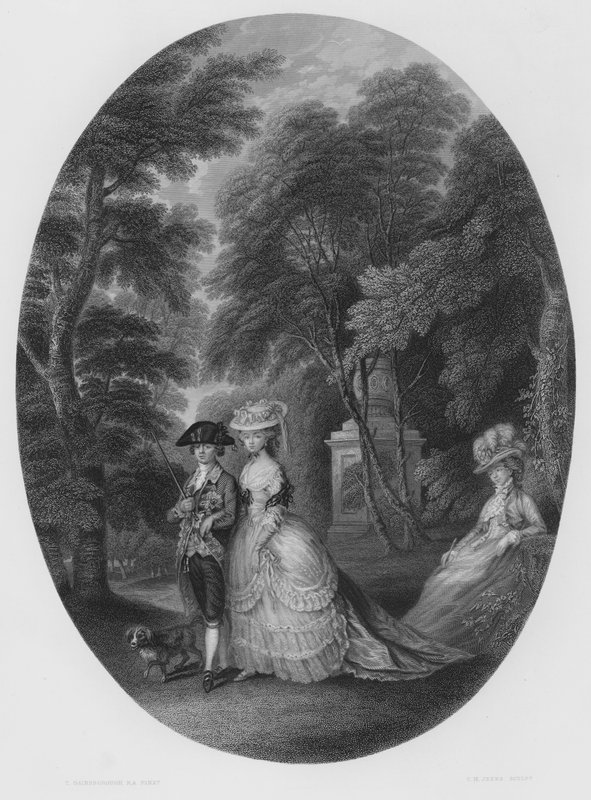 The Walk at Kew, från bilden i Royal Collection (gravyr) av Thomas (after) Gainsborough