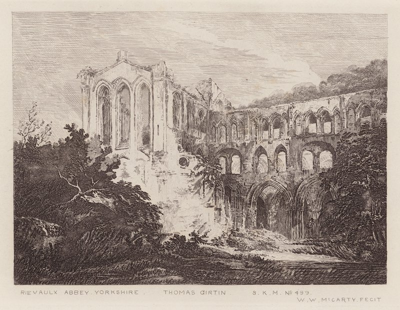 Rievaulx Abbey (gravyr) av Thomas (after) Girtin