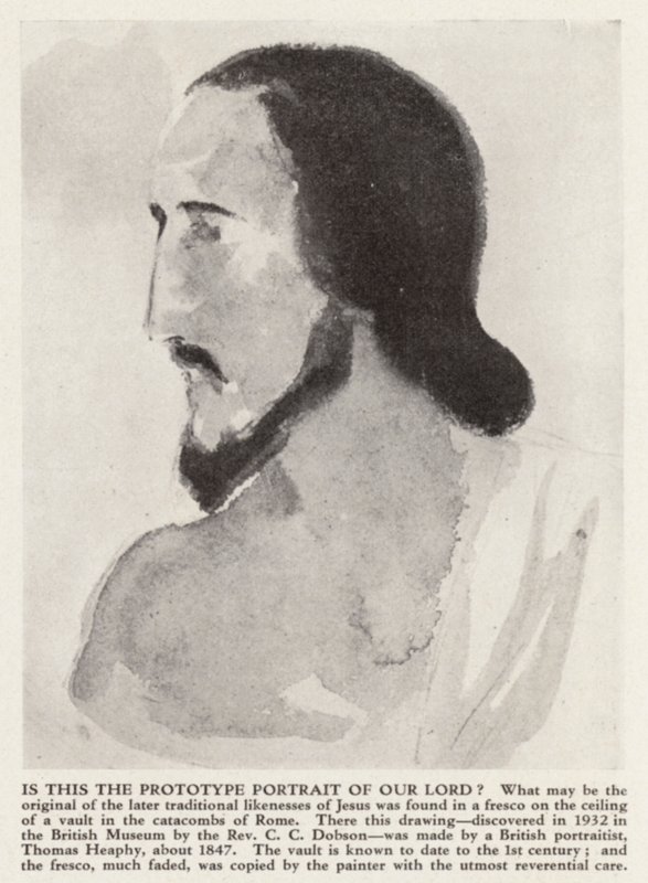 Porträtt av Jesus Kristus från Roms katakomber (litho) av Thomas (after) Heaphy
