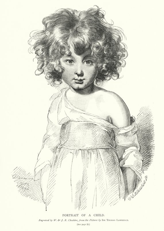 Porträtt av ett barn (gravyr) av Thomas (after) Lawrence
