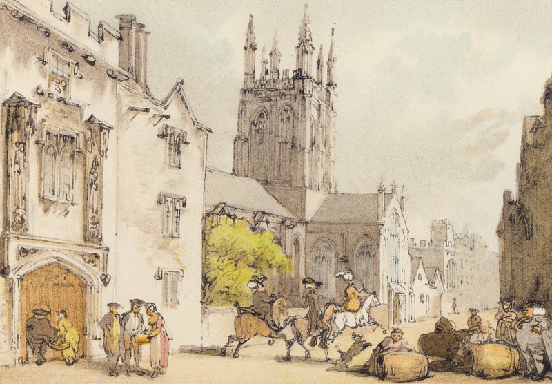 Merton College (litho i färg) av Thomas (after) Rowlandson