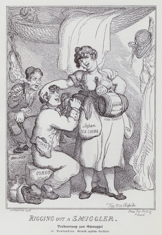 Rigga ut en smugglare (litho) av Thomas (after) Rowlandson