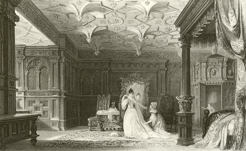Interiör av Sizergh Hall, Westmorland av Thomas Allom