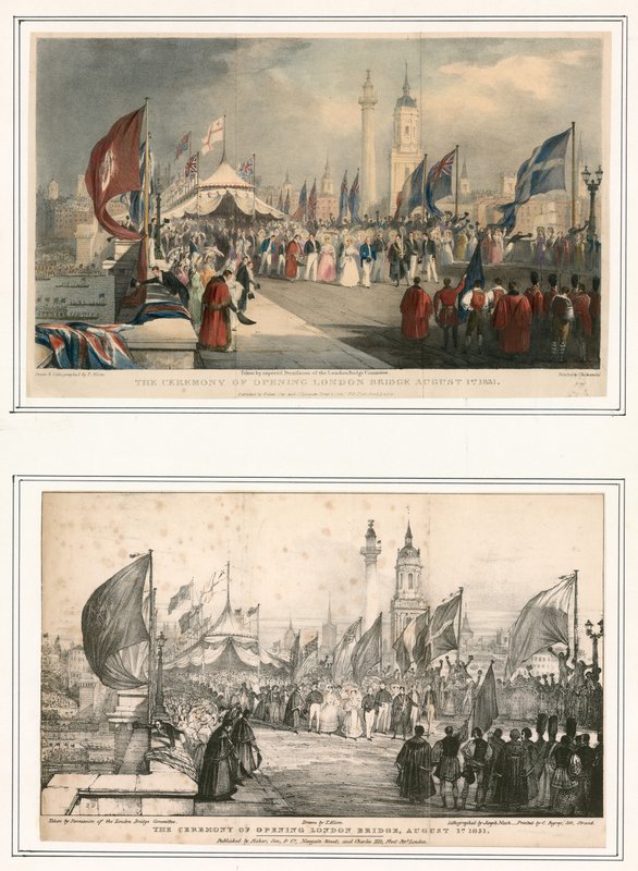 Ceremonin för öppnandet av London Bridge 1 augusti 1831 av Thomas Allom