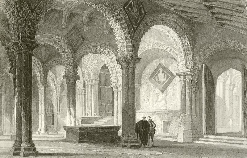 Galileen, West End av Durham Cathedral av Thomas Allom