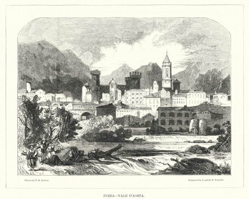 Ivrea, Aostadalen (gravyr) av Thomas Brabazon Aylmer