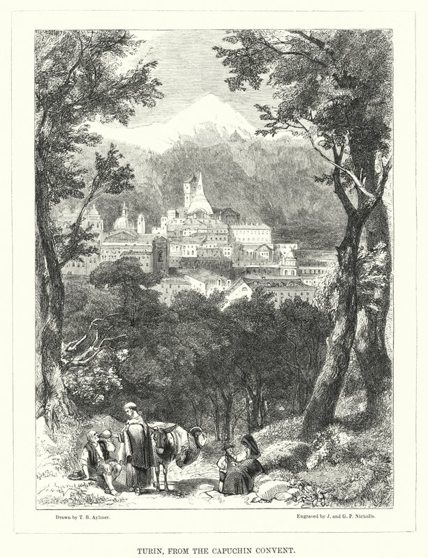 Turin, från kapucinerklostret (gravyr) av Thomas Brabazon Aylmer