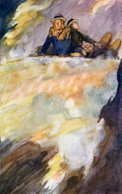 Illustration för A Journey to the Center of the Earth av Jules Verne (färg litho) av Thomas Cantrell Dugdale