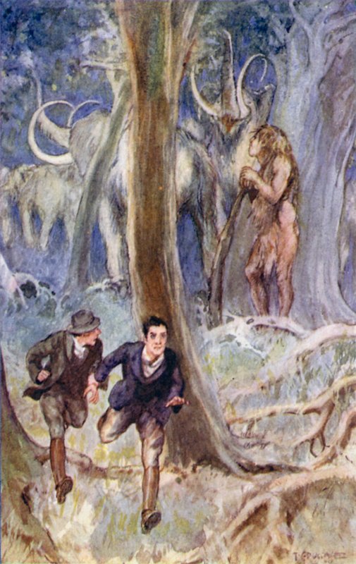 Illustration för A Journey to the Center of the Earth av Jules Verne (färg litho) av Thomas Cantrell Dugdale