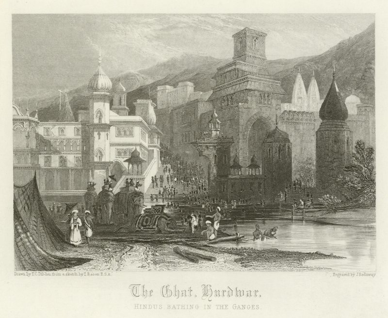 The ghat, Hurdwar, Indien av Thomas Colman Dibdin