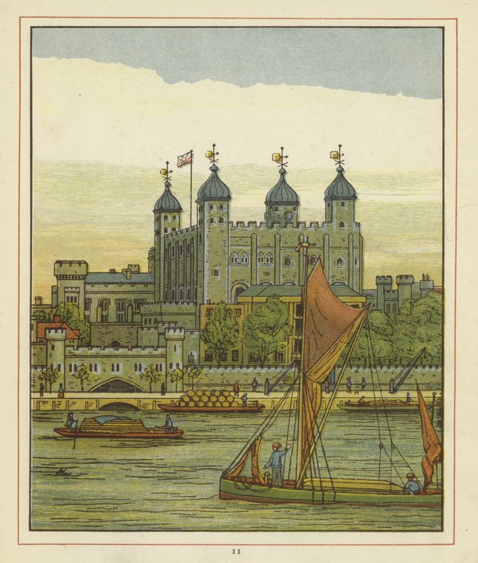 Båtar på Themsen med Tower of London bortom av Thomas Crane
