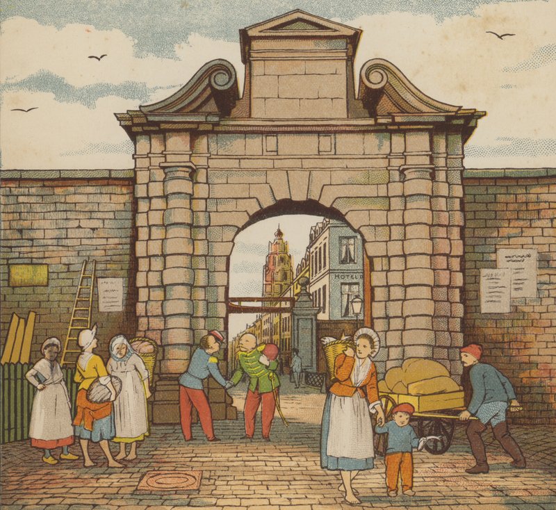Calais: vattenporten (färglitografi) av Thomas Crane