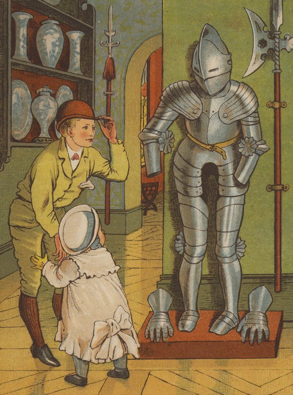 Paris: Mannen i rustning på Musee de Cluny (färg litho) av Thomas Crane