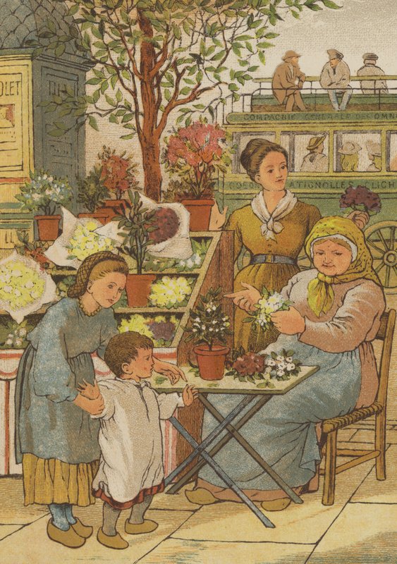 Paris: ett blomsterstånd (färg litho) av Thomas Crane