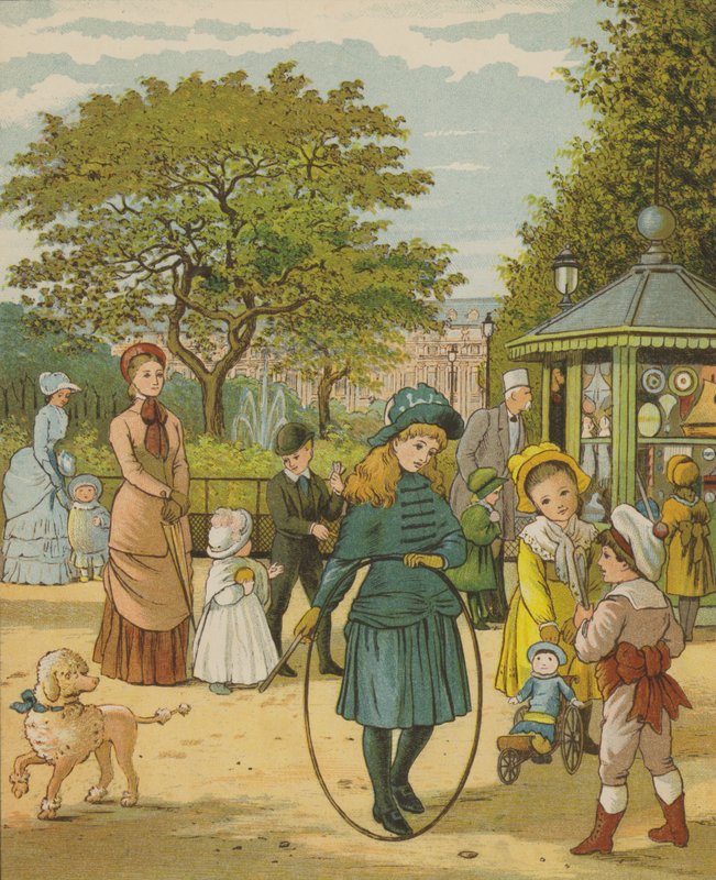 Paris: trädgårdarna i Palais Royale (färg litho) av Thomas Crane