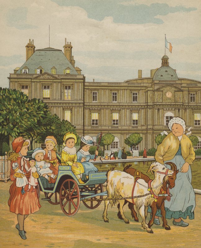 Paris: Luxembourgträdgården (färg litho) av Thomas Crane