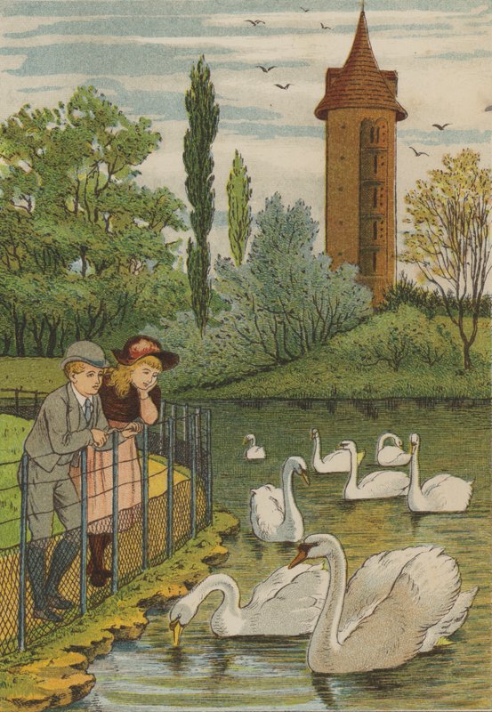 Paris: svanarna (färg litho) av Thomas Crane