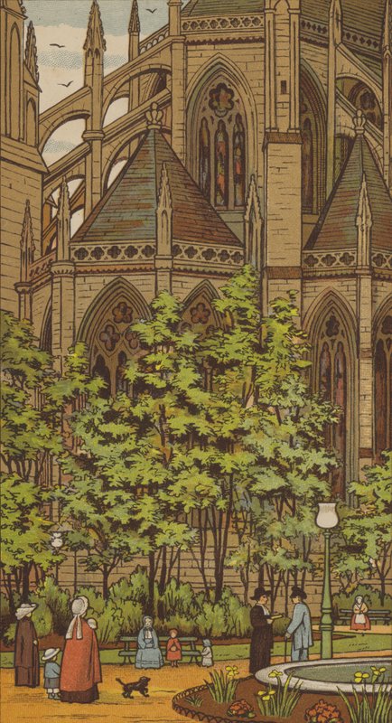 Rouen: Church of St Ouen (färg litho) av Thomas Crane