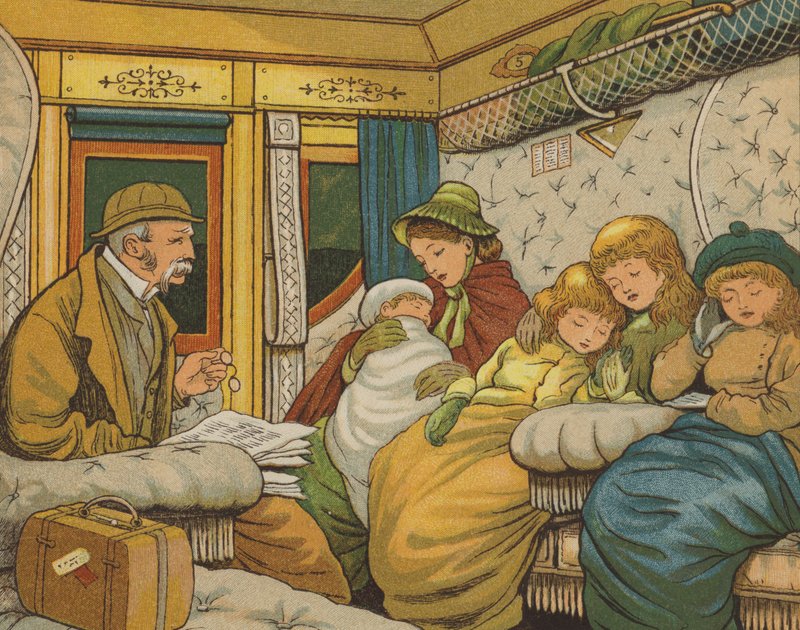 Nattresan till Calais (färg litho) av Thomas Crane