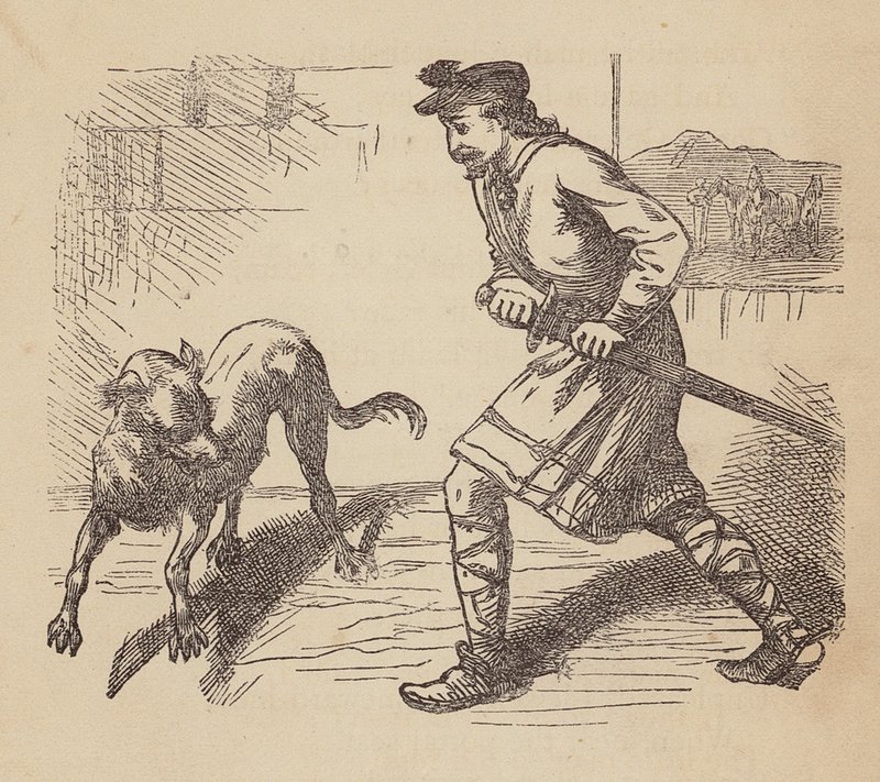 Llewellyn och hans hund (kolorerad gravyr) av Thomas Dalziel
