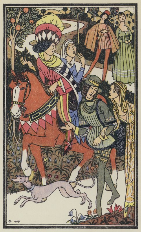 Illustration till Boccaccios Dekameron (färglitografi) av Thomas Derrick