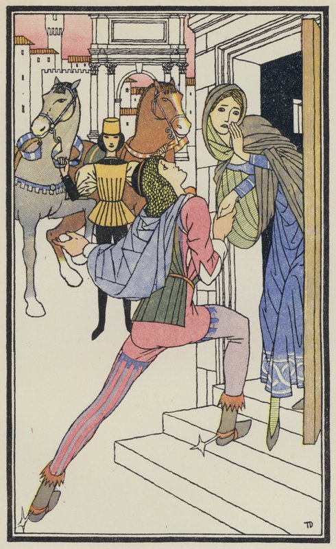 Illustration till Boccaccios Dekameron (färglitografi) av Thomas Derrick