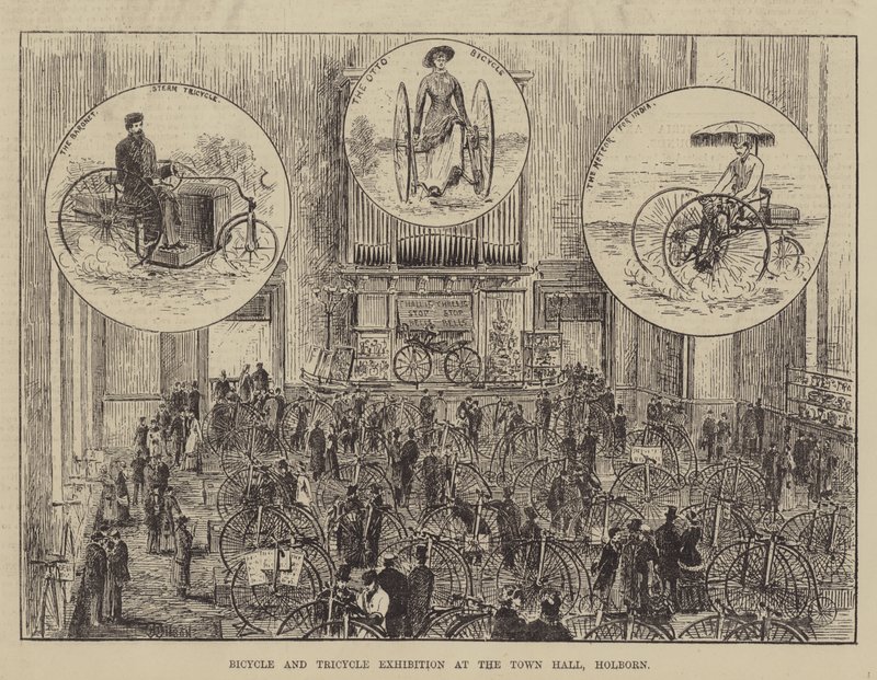 Cykel- och trehjulingsutställning i Rådhuset, Holborn av Thomas Harrington Wilson