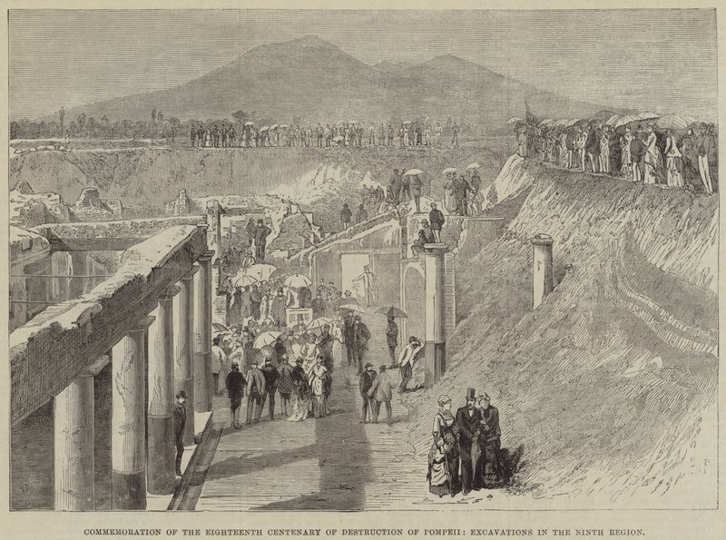 Åminnelse av artonhundraårsminnet av förstörelsen av Pompeji, utgrävningar i den nionde regionen av Thomas Harrington Wilson