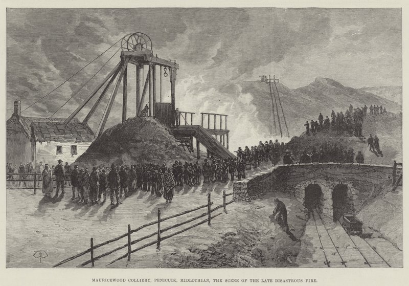 Mauricewood Colliery, Penicuik, Midlothian, platsen för den senaste katastrofala branden av Thomas Harrington Wilson