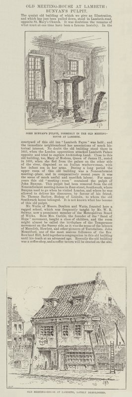 Gamla möteshuset i Lambeth, Bunyans predikstol av Thomas Harrington Wilson