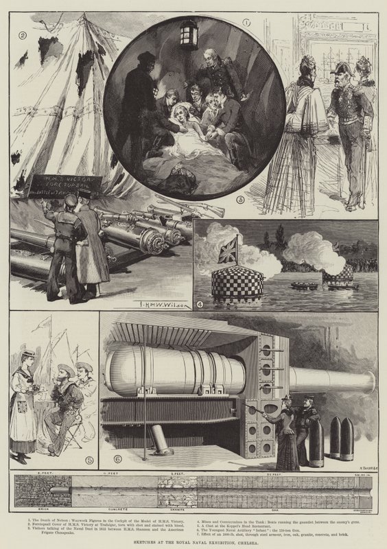 Skisser vid Royal Naval Exhibition, Chelsea av Thomas Harrington Wilson