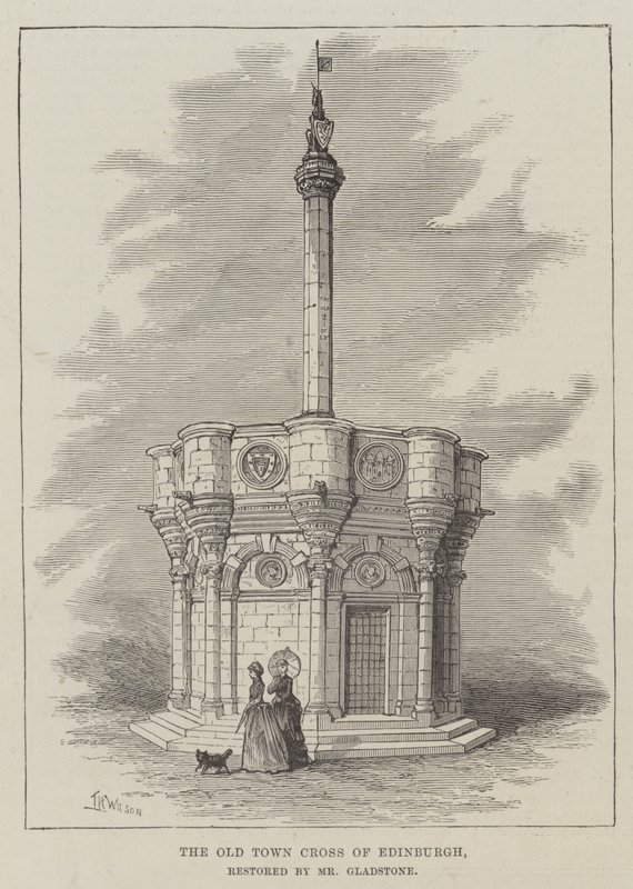 Old Town Cross of Edinburgh, restaurerat av Mr Gladstone av Thomas Harrington Wilson