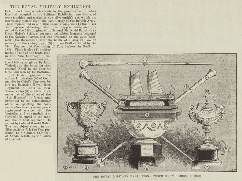Royal Military Exhibition, Troféer i Gordon House av Thomas Harrington Wilson