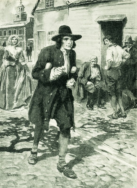 Benjamin Franklin anländer till Philadelphia (litografi) av Thomas Heath Robinson