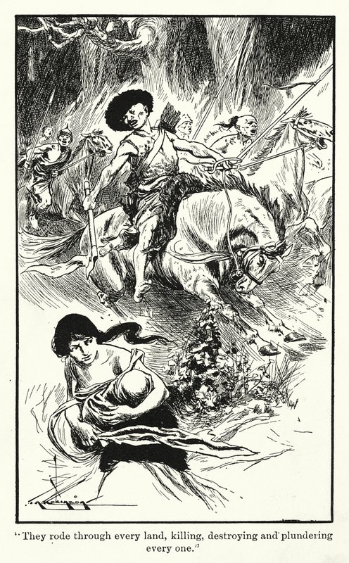 Hunnerna (litografi) av Thomas Heath Robinson