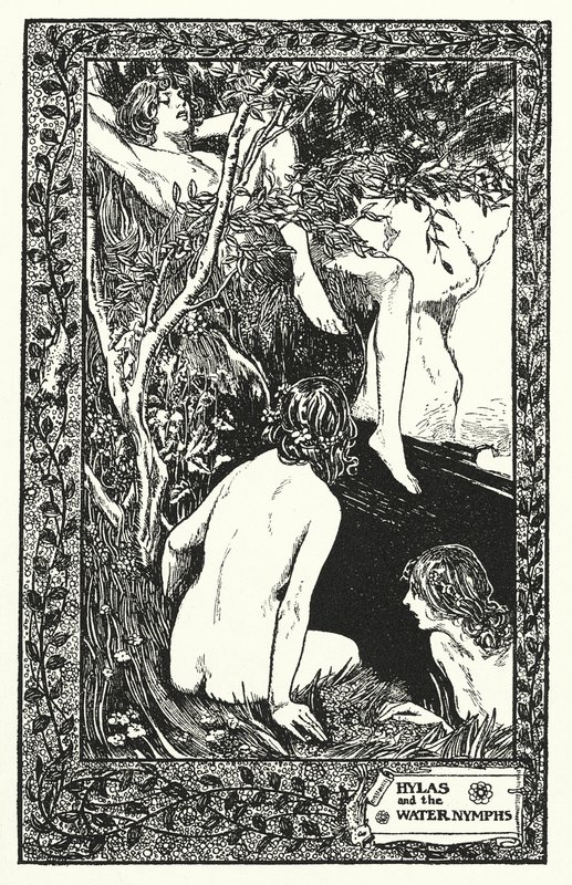 Hylas och vattennymferna (litografi) av Thomas Heath Robinson