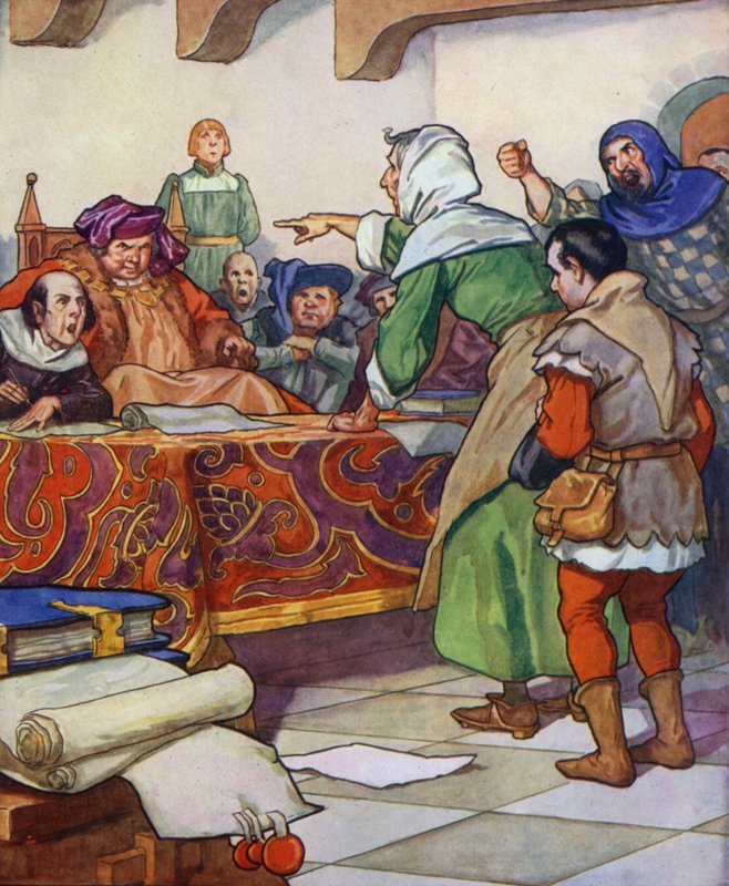 Illustration till The Pied Piper of Hamelin (färglitografi) av Thomas Heath Robinson