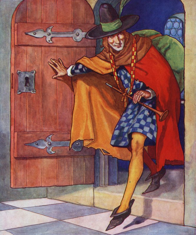 Illustration till The Pied Piper of Hamelin (färglitografi) av Thomas Heath Robinson