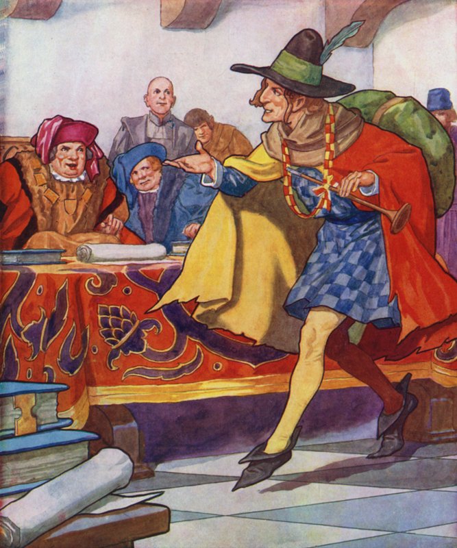 Illustration till The Pied Piper of Hamelin (färglitografi) av Thomas Heath Robinson