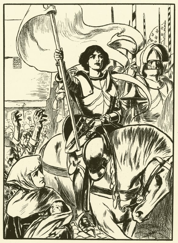 Johanna i spetsen för armén (gravyr) av Thomas Heath Robinson