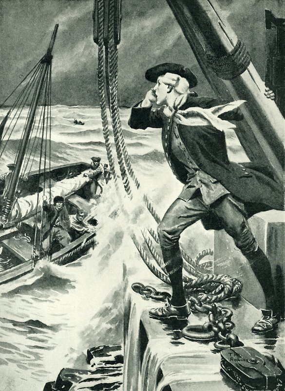 John Smeaton i arbete med sin fyr (lito) av Thomas Heath Robinson