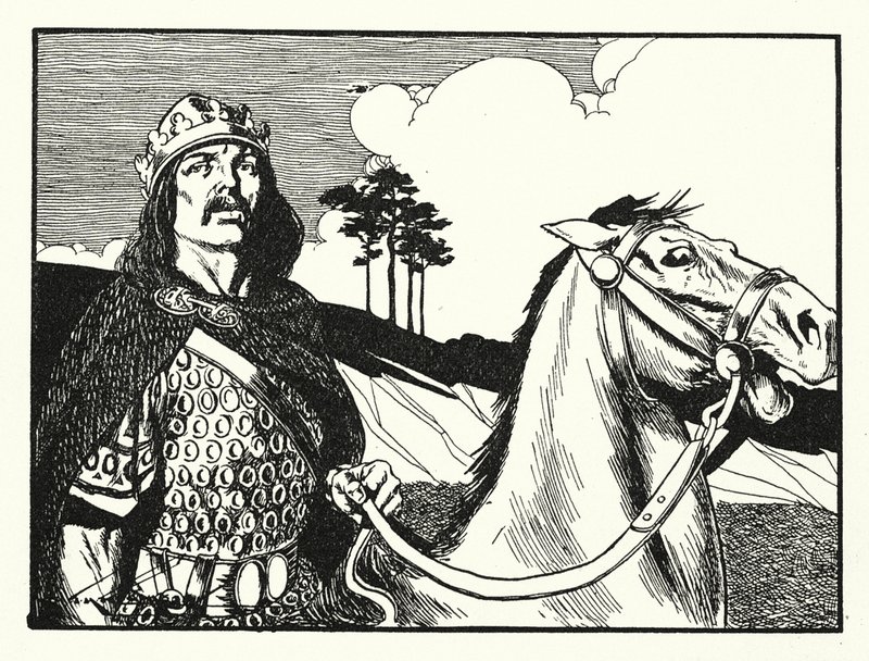 Kung Alfred (litografi) av Thomas Heath Robinson