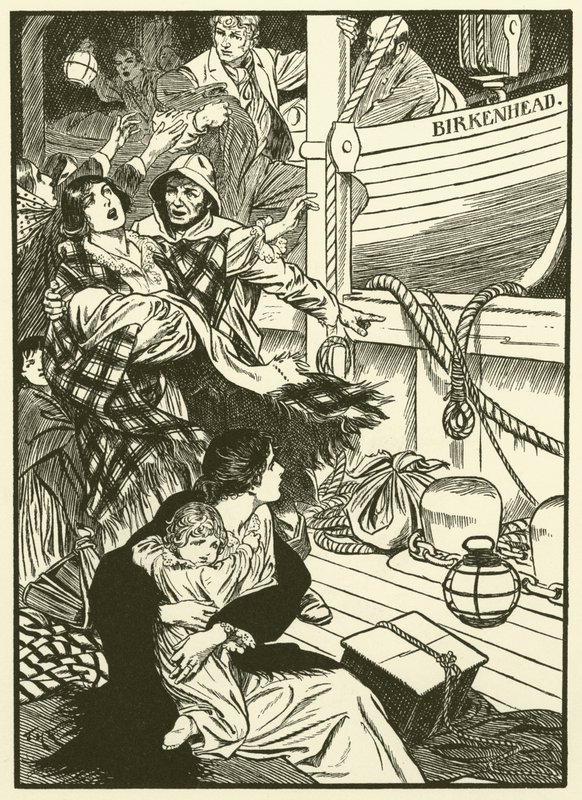Räddning av kvinnor och barn (gravyr) av Thomas Heath Robinson