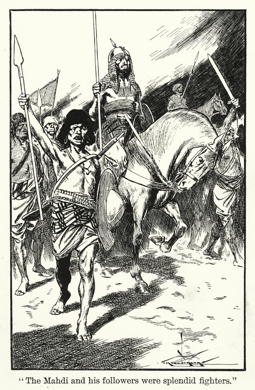 "Mahdi och hans anhängare var fantastiska krigare" (litografi) av Thomas Heath Robinson