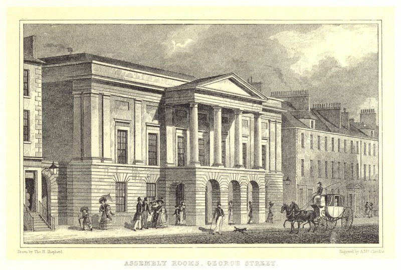 Assembly Rooms, George Street (gravyr) av Thomas Hosmer (after) Shepherd